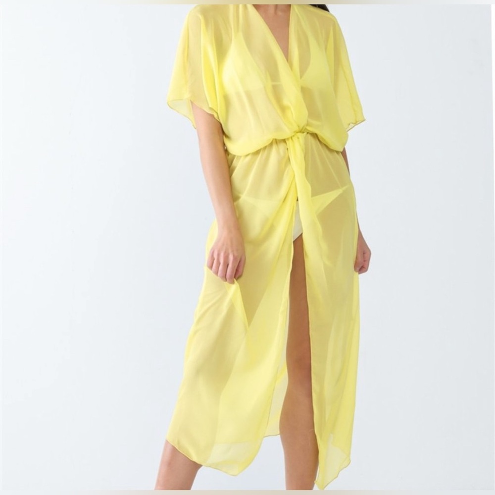 Sheer Maxi Cover up in Yellow